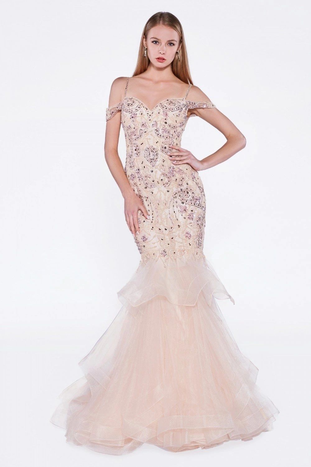Jeweled Sweetheart Neckline fitted Long Prom Dress